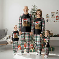 Funny Cat Drinking Wine Christmas Plaid Pajama Set - Wonder Print Shop