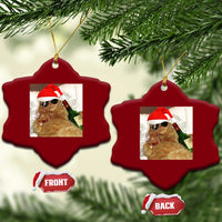 Funny Cat Drinking Wine Xmas Ceramic Ornament - Wonder Print Shop