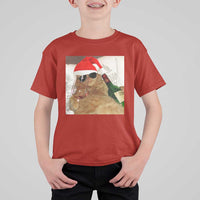 Funny Cat Drinking Wine Christmas T Shirt For Kid - Wonder Print Shop