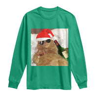 Funny Cat Drinking Wine Christmas Long Sleeve Shirt - Wonder Print Shop