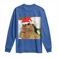 Funny Cat Drinking Wine Christmas Long Sleeve Shirt - Wonder Print Shop