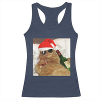 Funny Cat Drinking Wine Christmas Racerback Tank Top - Wonder Print Shop