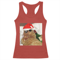 Funny Cat Drinking Wine Christmas Racerback Tank Top - Wonder Print Shop