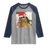 Funny Cat Drinking Wine Christmas Raglan Shirt - Wonder Print Shop
