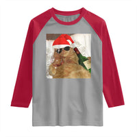 Funny Cat Drinking Wine Christmas Raglan Shirt - Wonder Print Shop
