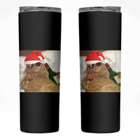 Funny Cat Drinking Wine Christmas Skinny Tumbler - Wonder Print Shop