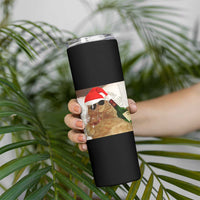Funny Cat Drinking Wine Christmas Skinny Tumbler - Wonder Print Shop