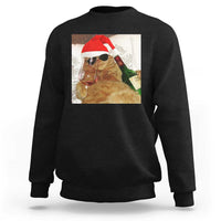 Funny Cat Drinking Wine Christmas Sweatshirt - Wonder Print Shop