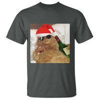 Funny Cat Drinking Wine Christmas T Shirt - Wonder Print Shop