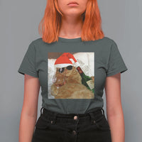 Funny Cat Drinking Wine Christmas T Shirt For Women - Wonder Print Shop