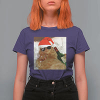 Funny Cat Drinking Wine Christmas T Shirt For Women - Wonder Print Shop