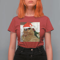 Funny Cat Drinking Wine Christmas T Shirt For Women - Wonder Print Shop
