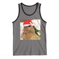 Funny Cat Drinking Wine Christmas Tank Top - Wonder Print Shop