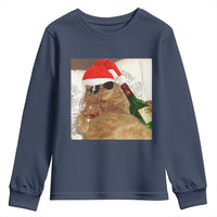 Funny Cat Drinking Wine Christmas Youth Sweatshirt - Wonder Print Shop