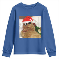 Funny Cat Drinking Wine Christmas Youth Sweatshirt - Wonder Print Shop