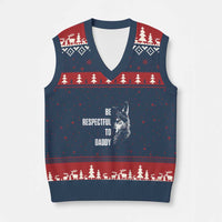 Funny Wolf V-Neck Knit Sweater Vest Be Respectful To Daddy - Wonder Print Shop