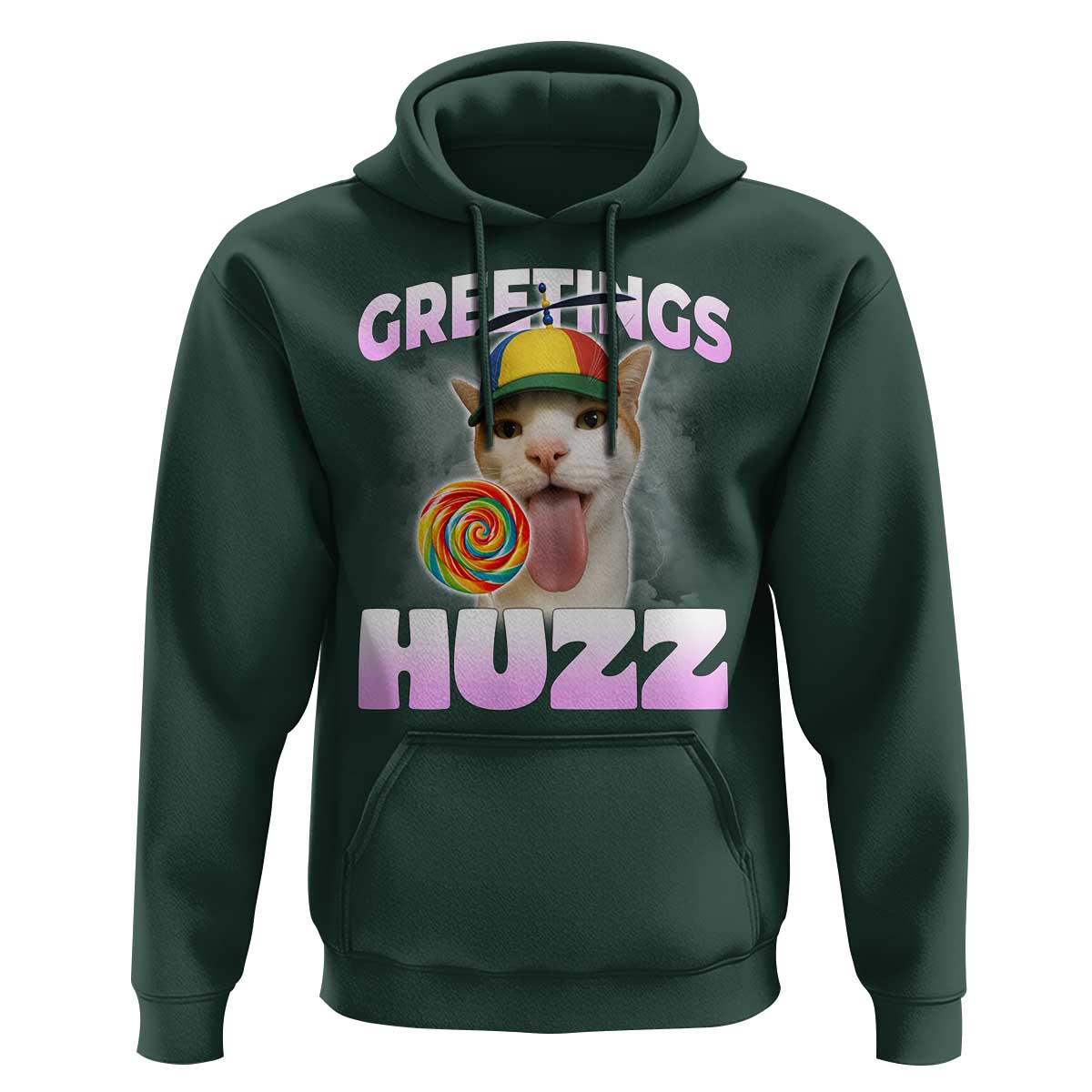 Funny Cat Meme Hoodie Greetings Huzz - Wonder Print Shop