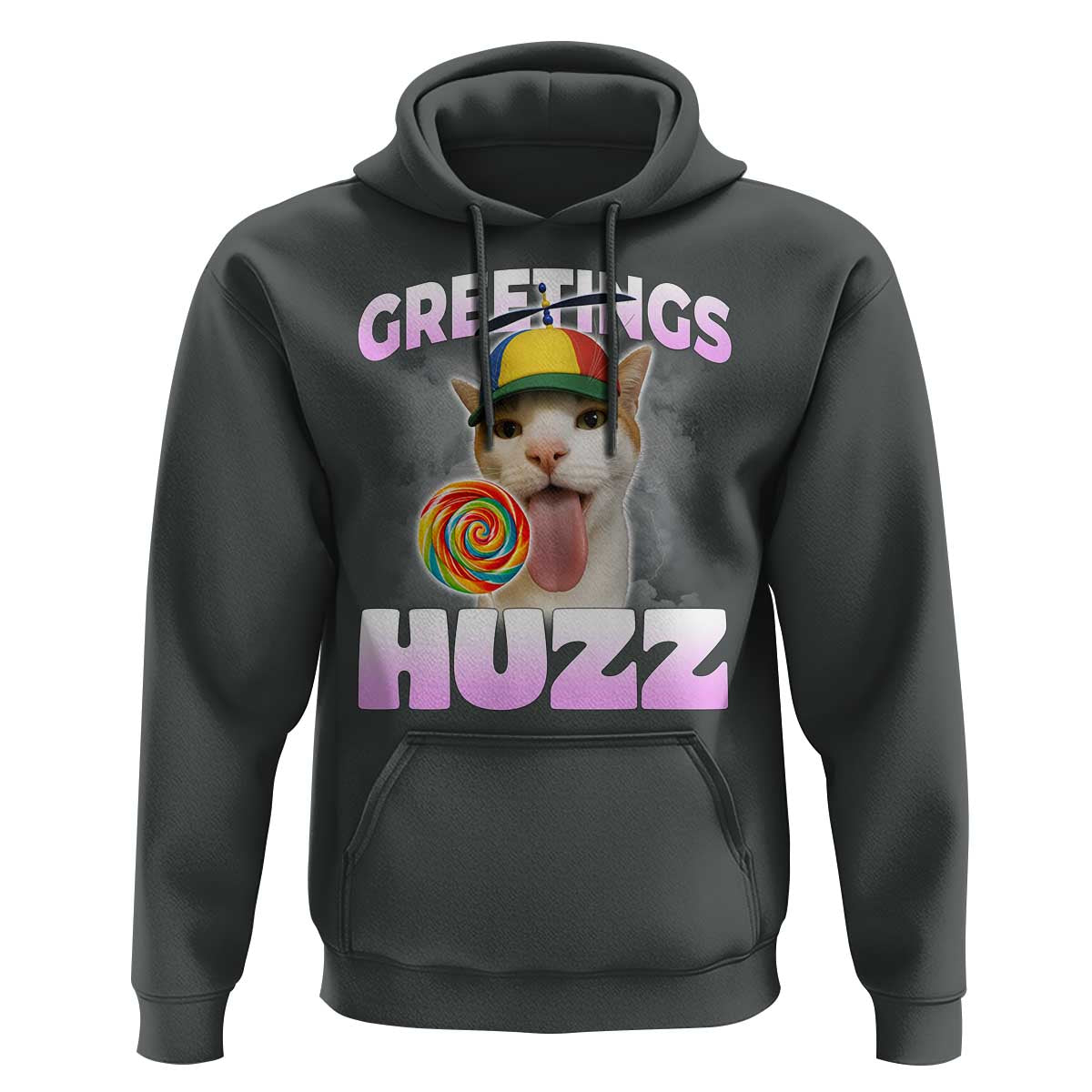 Funny Cat Meme Hoodie Greetings Huzz - Wonder Print Shop