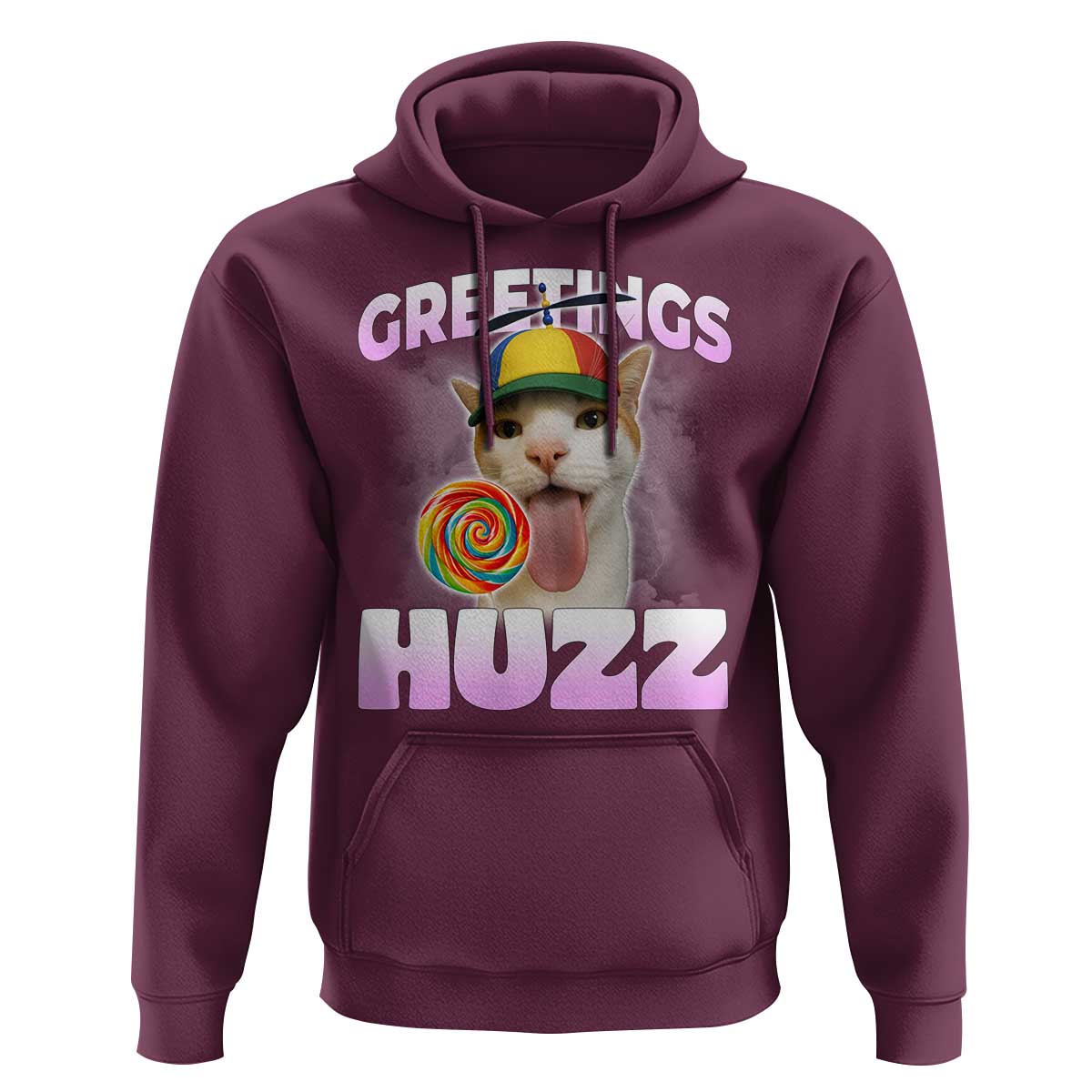 Funny Cat Meme Hoodie Greetings Huzz - Wonder Print Shop