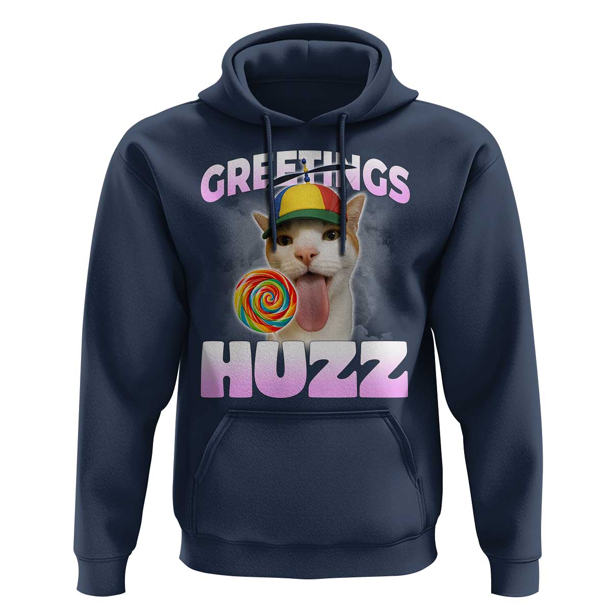 Funny Cat Meme Hoodie Greetings Huzz - Wonder Print Shop