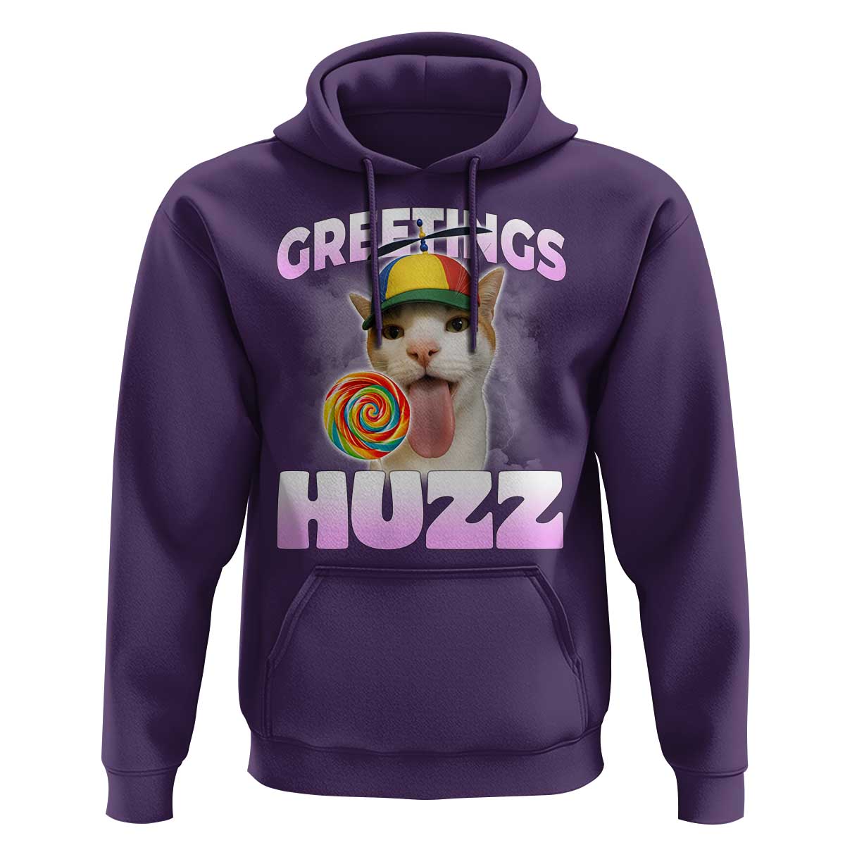 Funny Cat Meme Hoodie Greetings Huzz - Wonder Print Shop