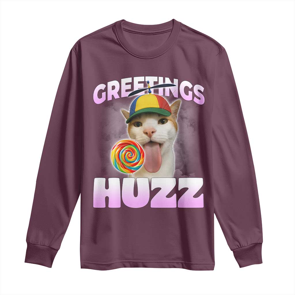 Funny Cat Meme Long Sleeve Shirt Greetings Huzz - Wonder Print Shop