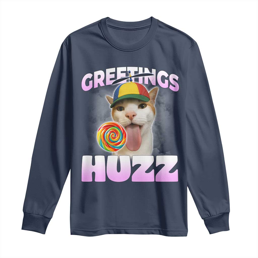 Funny Cat Meme Long Sleeve Shirt Greetings Huzz - Wonder Print Shop