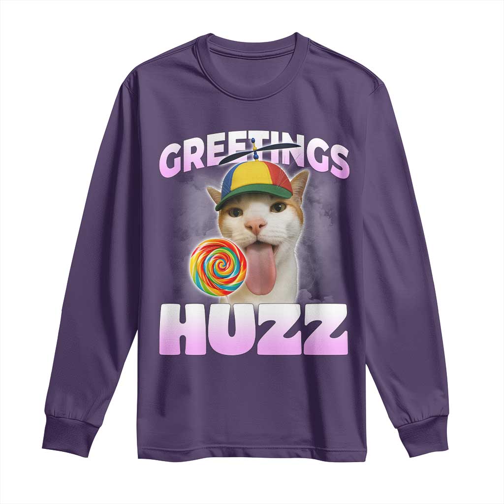 Funny Cat Meme Long Sleeve Shirt Greetings Huzz - Wonder Print Shop