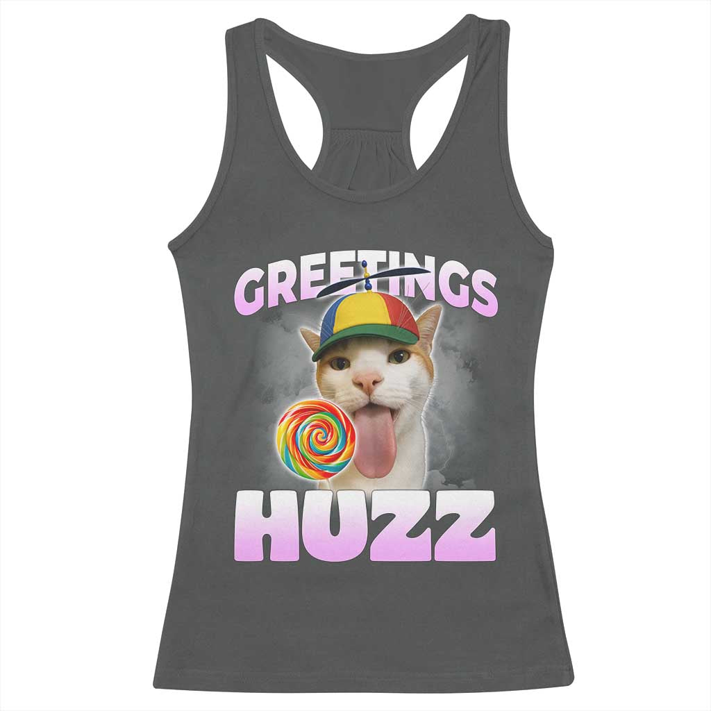 Funny Cat Meme Racerback Tank Top Greetings Huzz - Wonder Print Shop