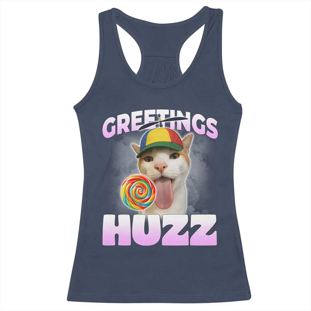 Funny Cat Meme Racerback Tank Top Greetings Huzz - Wonder Print Shop
