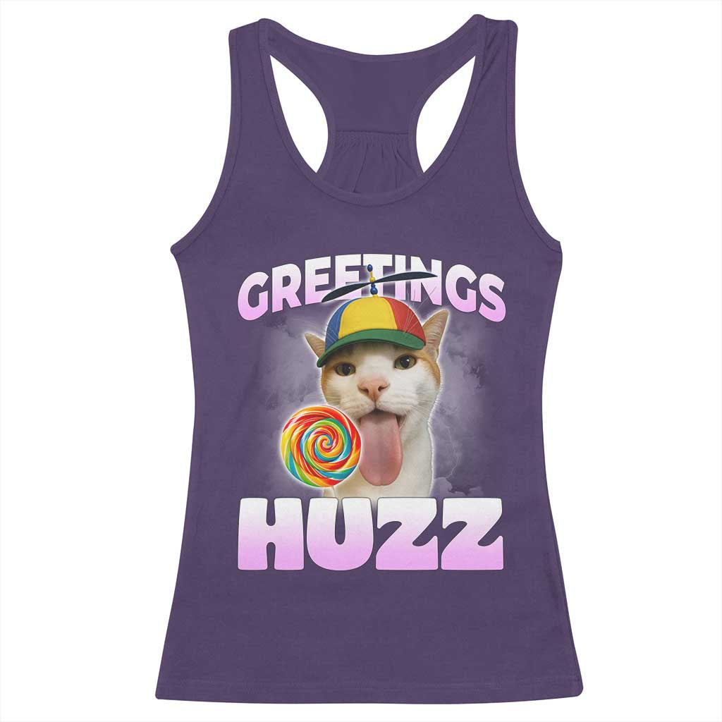 Funny Cat Meme Racerback Tank Top Greetings Huzz - Wonder Print Shop