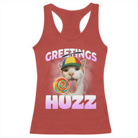 Funny Cat Meme Racerback Tank Top Greetings Huzz - Wonder Print Shop