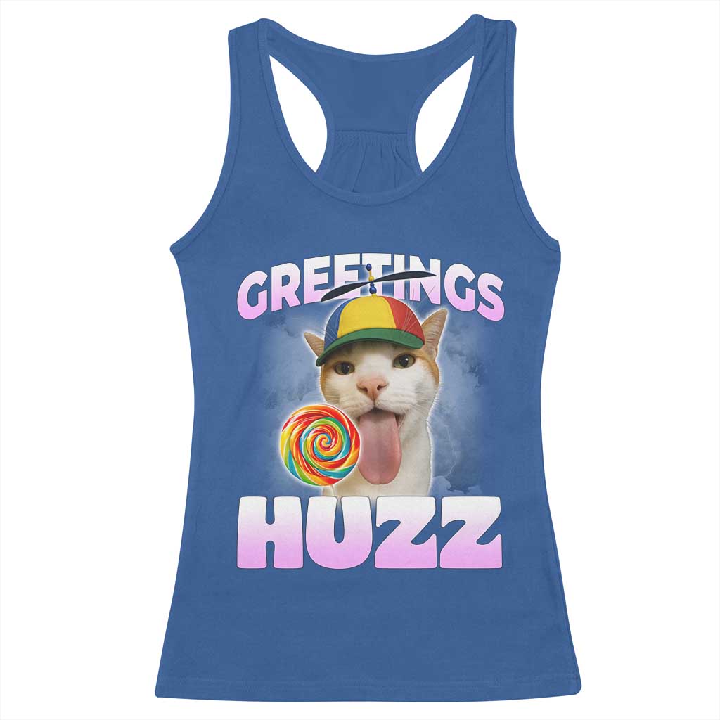 Funny Cat Meme Racerback Tank Top Greetings Huzz - Wonder Print Shop