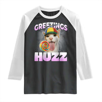 Funny Cat Meme Raglan Shirt Greetings Huzz - Wonder Print Shop