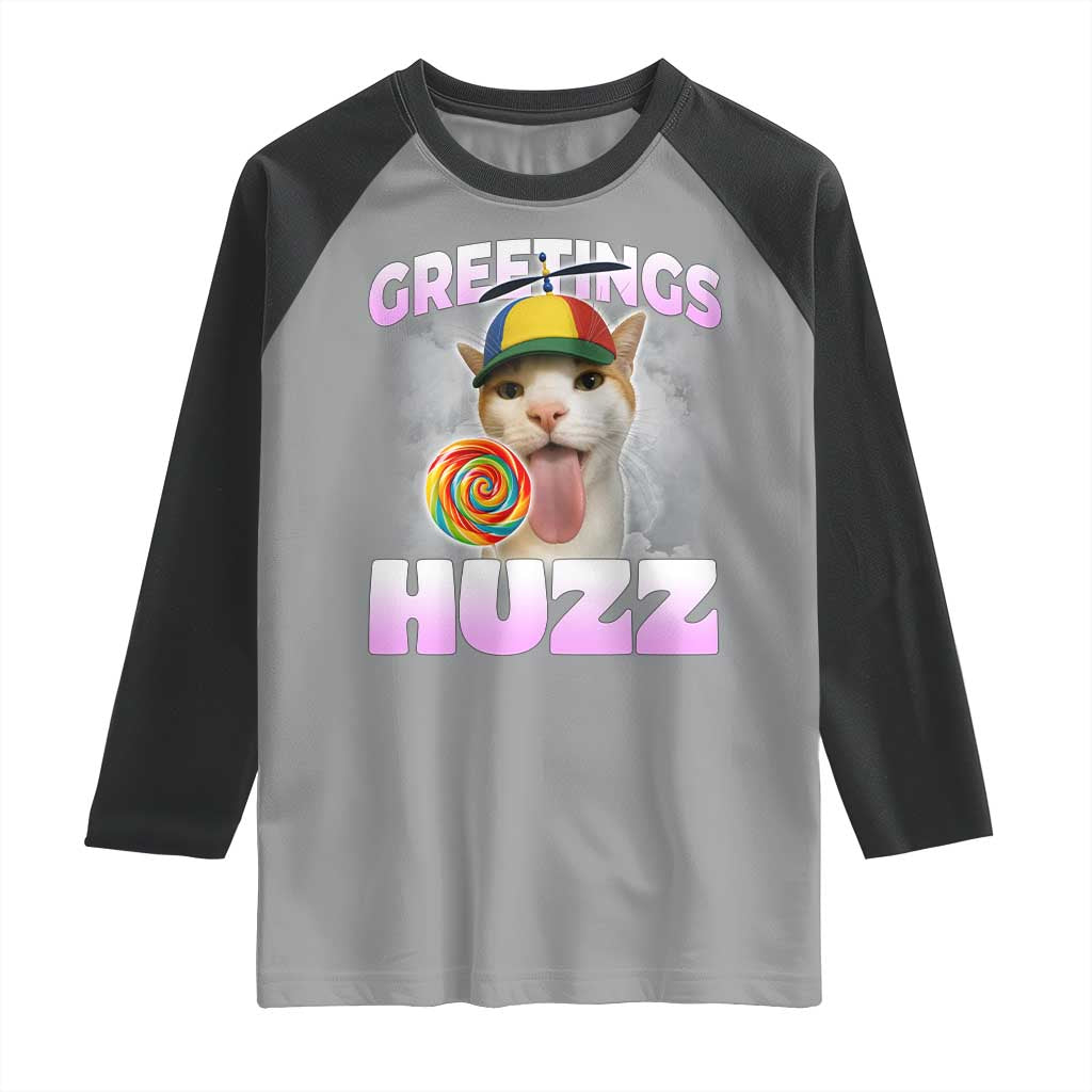 Funny Cat Meme Raglan Shirt Greetings Huzz - Wonder Print Shop
