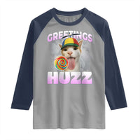 Funny Cat Meme Raglan Shirt Greetings Huzz - Wonder Print Shop