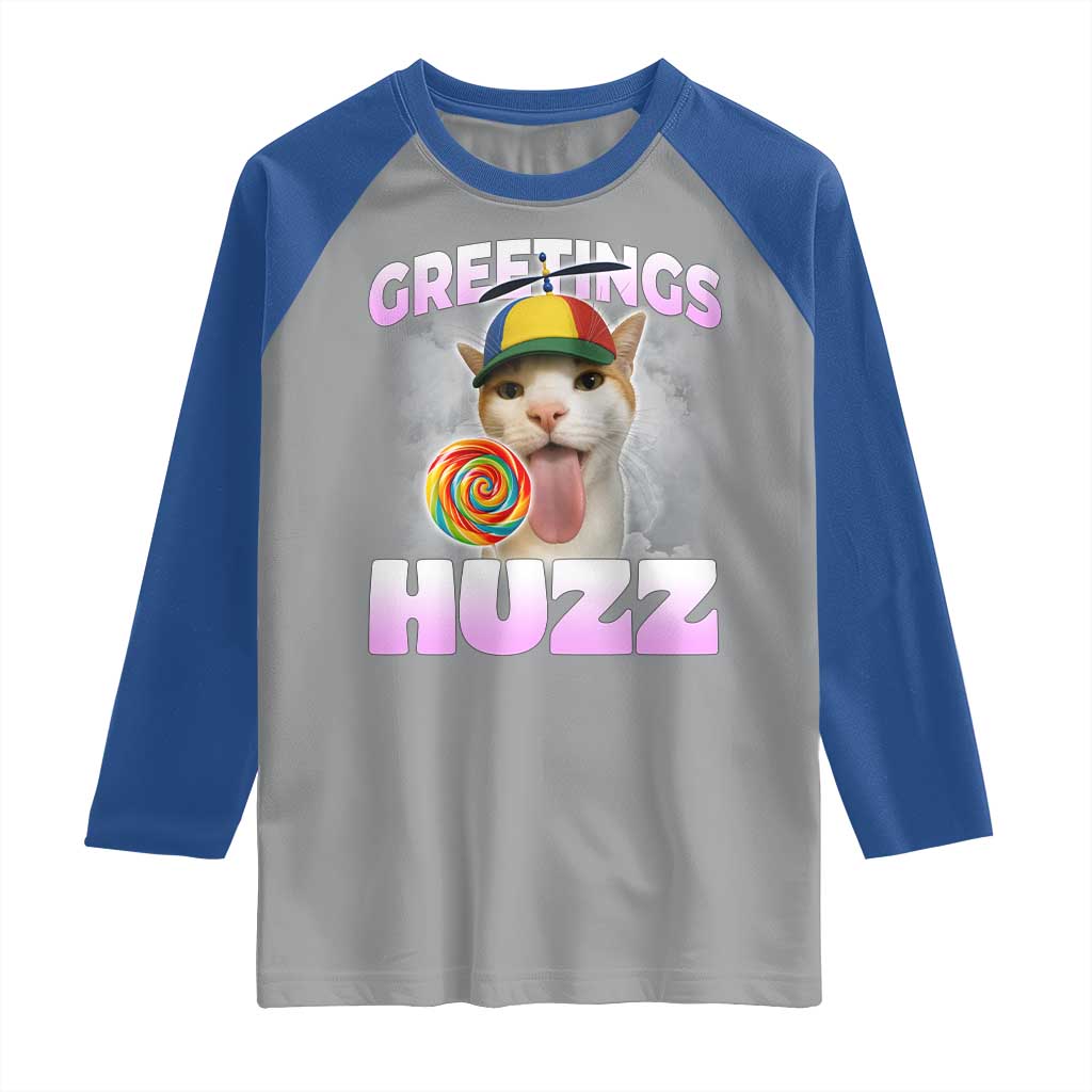 Funny Cat Meme Raglan Shirt Greetings Huzz - Wonder Print Shop