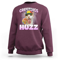 Funny Cat Meme Sweatshirt Greetings Huzz - Wonder Print Shop