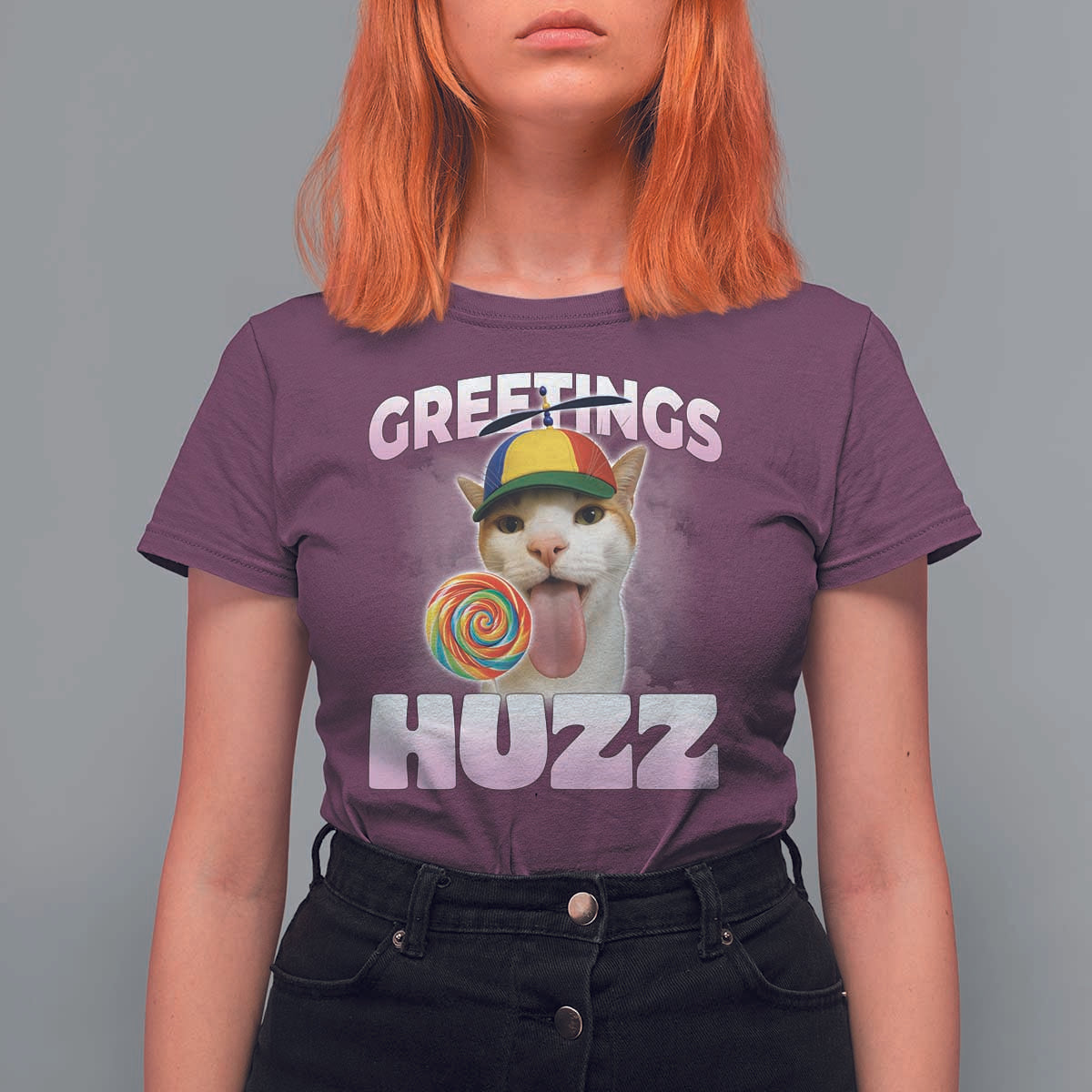 Funny Cat Meme T Shirt For Women Greetings Huzz - Wonder Print Shop