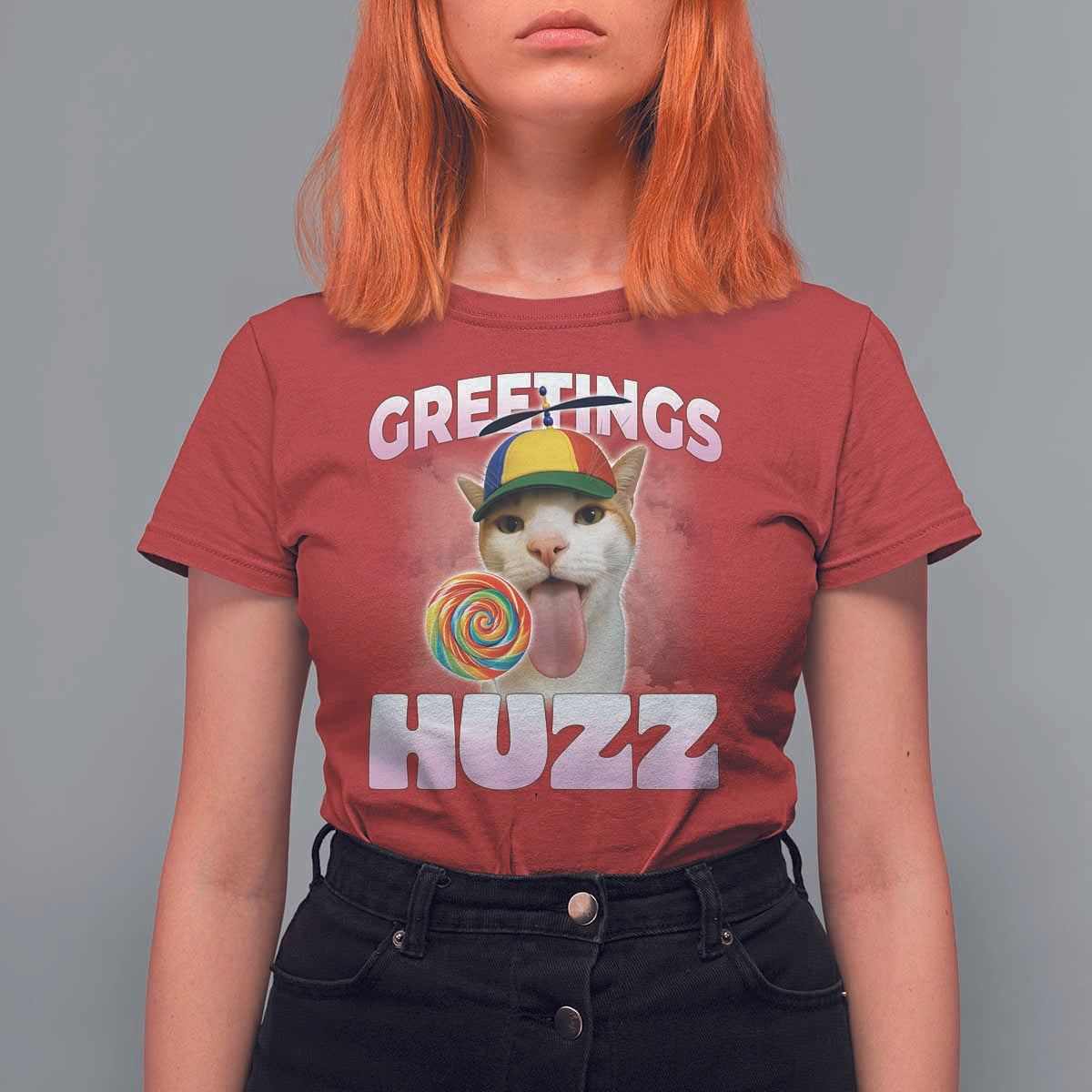 Funny Cat Meme T Shirt For Women Greetings Huzz - Wonder Print Shop