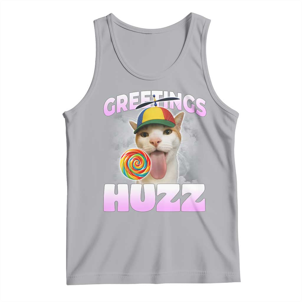Funny Cat Meme Tank Top Greetings Huzz - Wonder Print Shop