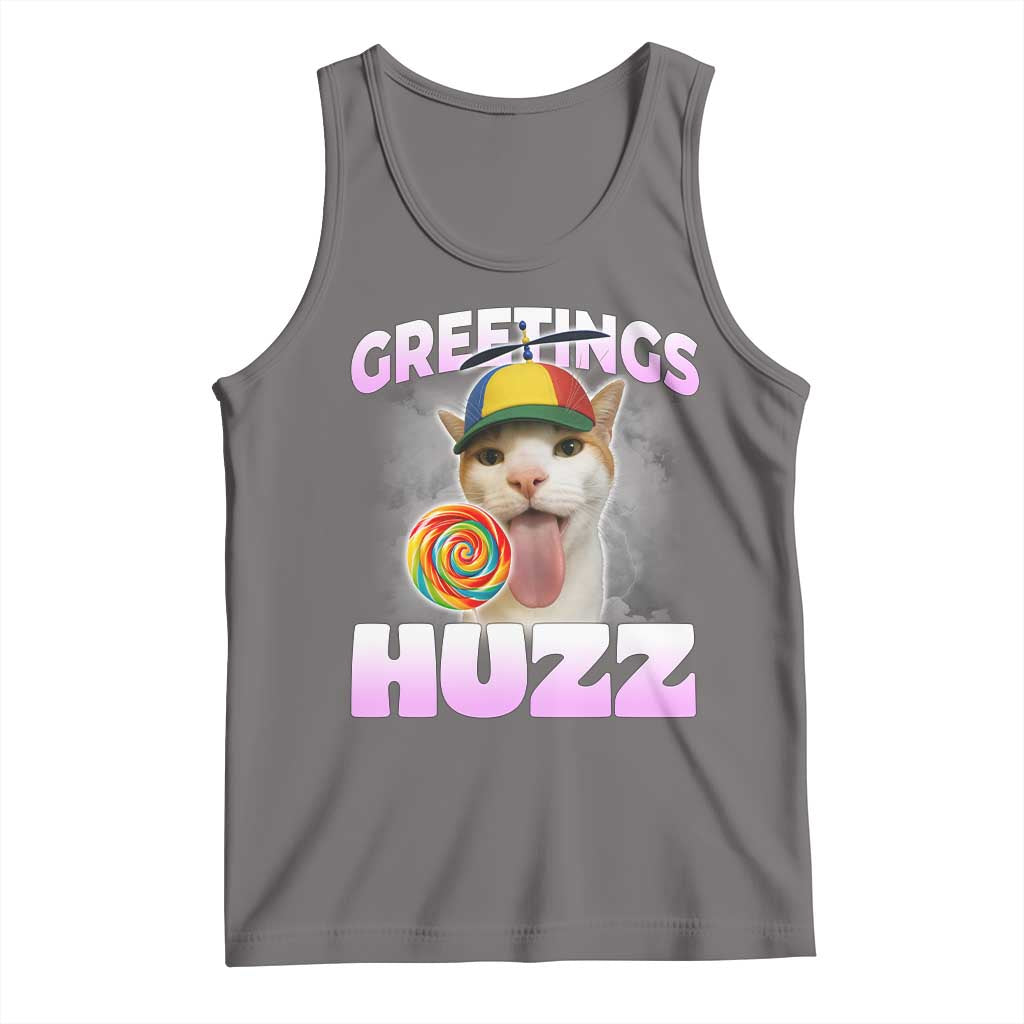 Funny Cat Meme Tank Top Greetings Huzz - Wonder Print Shop