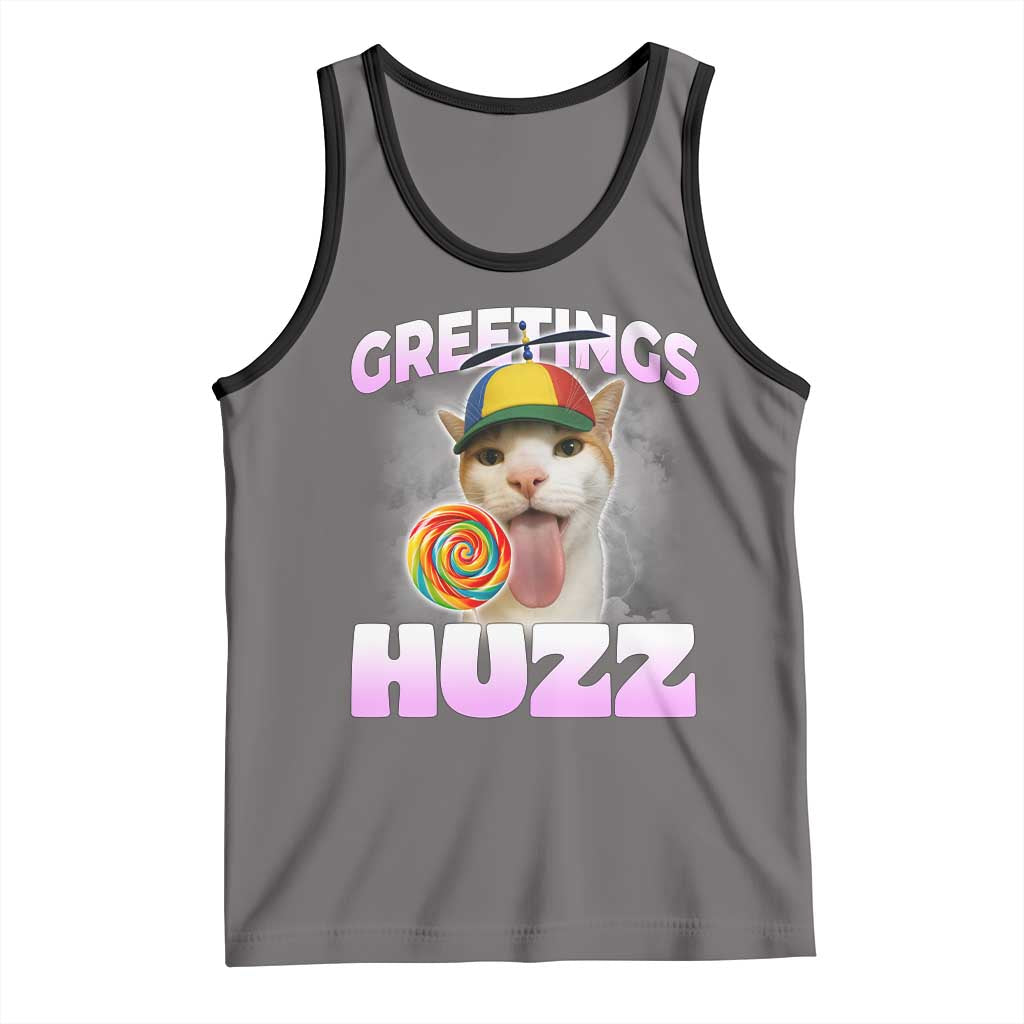 Funny Cat Meme Tank Top Greetings Huzz - Wonder Print Shop