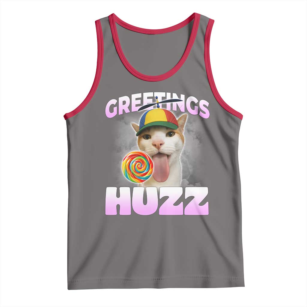 Funny Cat Meme Tank Top Greetings Huzz - Wonder Print Shop