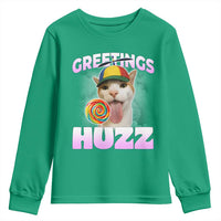 Funny Cat Meme Youth Sweatshirt Greetings Huzz - Wonder Print Shop