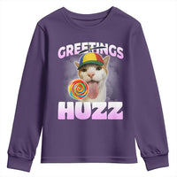 Funny Cat Meme Youth Sweatshirt Greetings Huzz - Wonder Print Shop