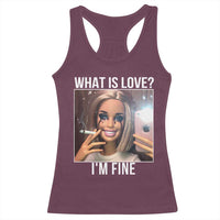 Doll Smoking Selfie Meme Racerback Tank Top What Is Love I Am Fine - Wonder Print Shop