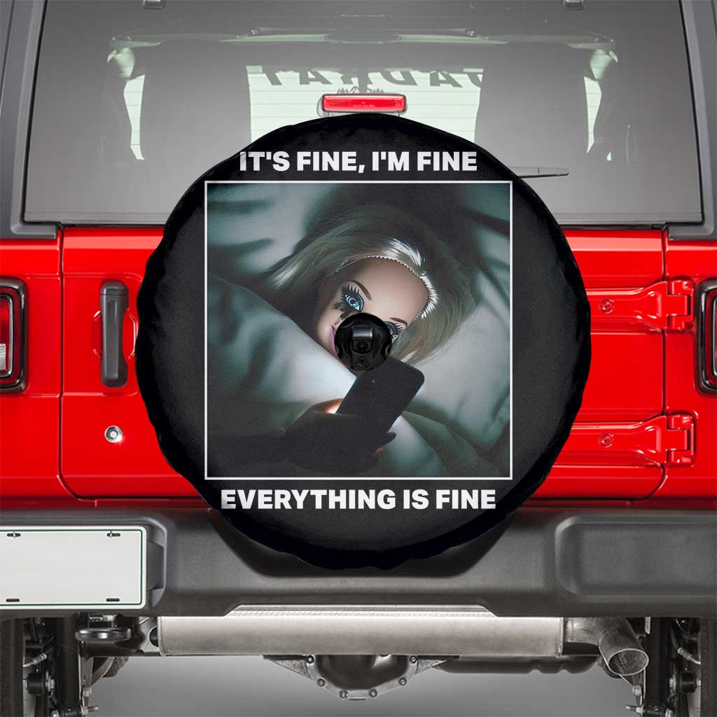 Funny Doll Face Meme Spare Tire Cover It Is Fine I Am Fine Everything Is Fine - Wonder Print Shop
