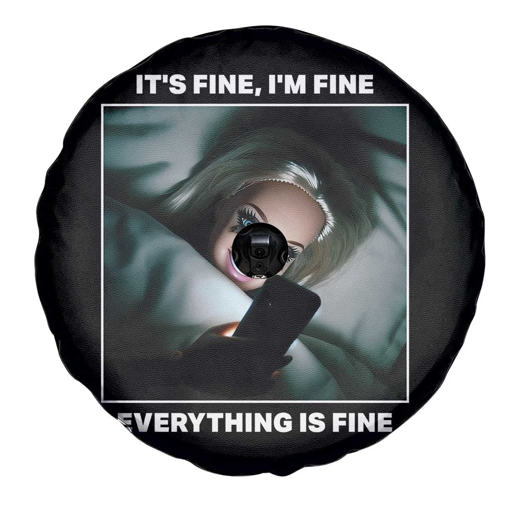 Funny Doll Face Meme Spare Tire Cover It Is Fine I Am Fine Everything Is Fine - Wonder Print Shop