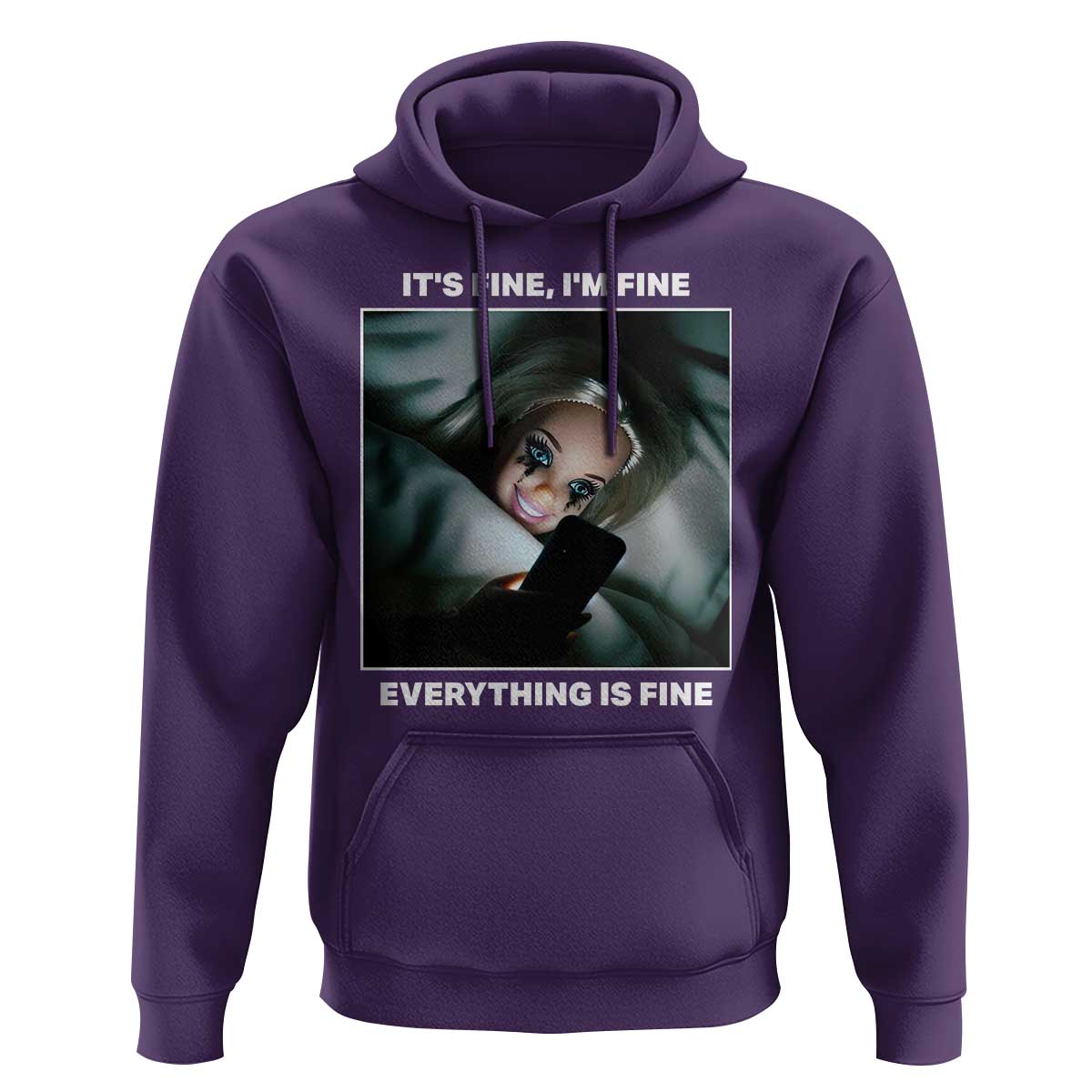 Funny Doll Face Meme Hoodie It Is Fine I Am Fine Everything Is Fine - Wonder Print Shop